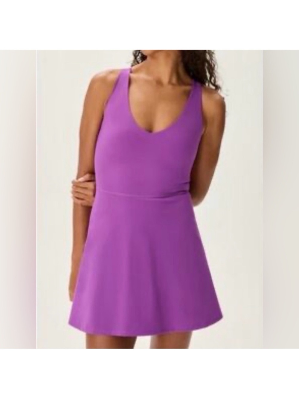Outdoor Voices Volley Bright Purple Sleeveless V-Neck Mini Dress